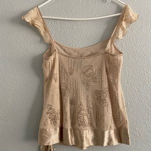 NWT Beaded silk cream blouse- Express